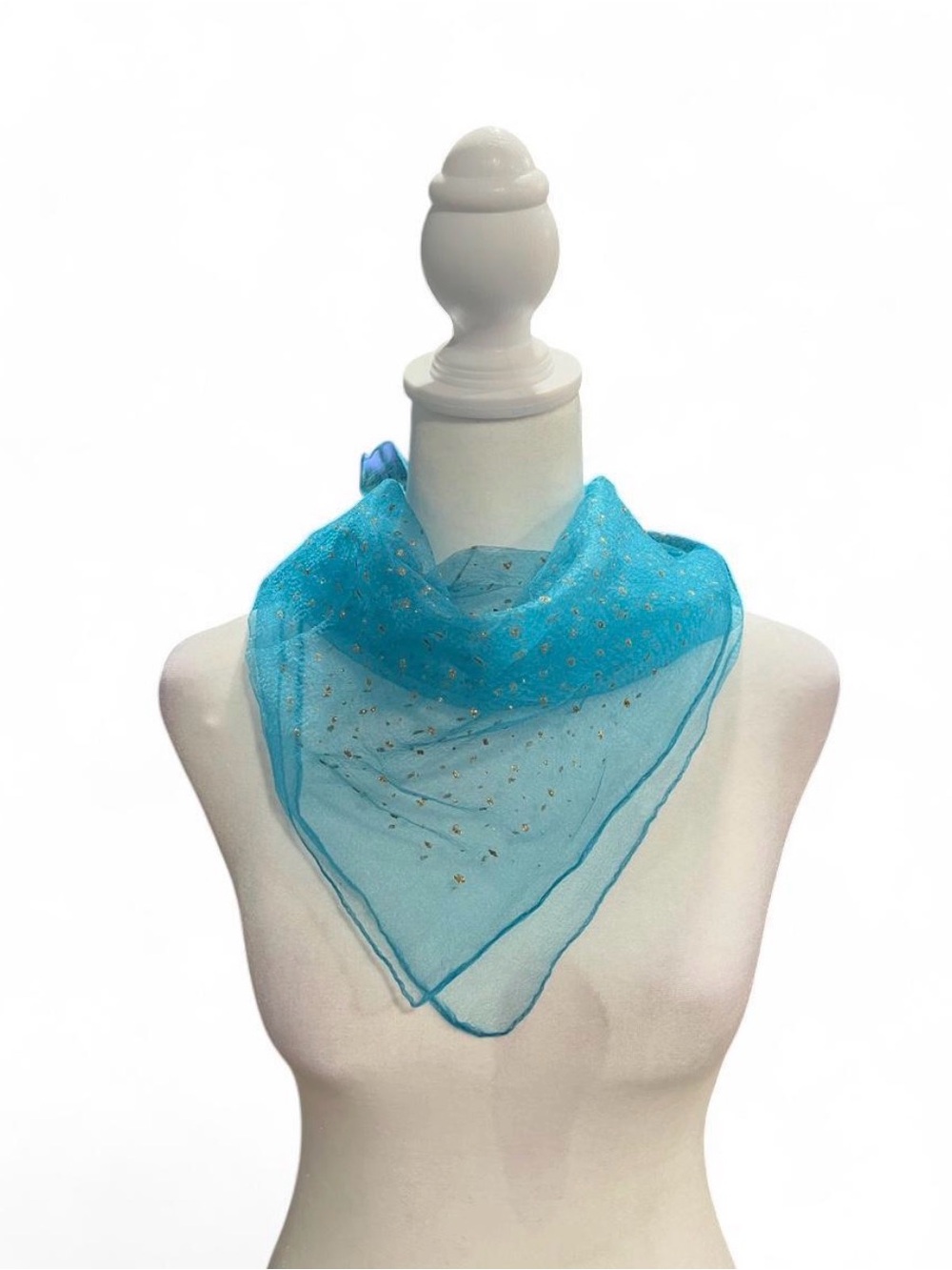Light Blue Sheer Square Scarf with Gold Fleck Detail